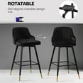 thumbnail image 4 of Swivel Bar Stool with Low Back Set of 2, 29 Inch Counter Bar Height Stool Velvet Upholstered Armless Heavy Duty Bar Chair for Kitchen Island Dining Room, Black, 4 of 9