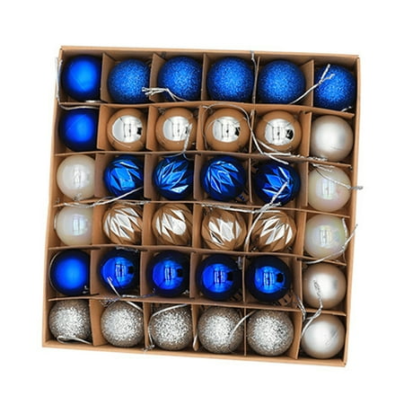 

Decor Store 36Pcs 3cm Christmas Tree Color Ball Bright Color Multi-styles Assorted Boxed Shatterproof Scene Layout Lanyard Xmas Party Decor Hanging Ball Pendant for Festival