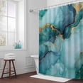 thumbnail image 6 of Marble Shower Curtain for Bathroom Decor, Abstract Art Teal Green Gradient Cave Rock Golden Lines Waterproof Fabric Shower Curtain, 72"x96" Set with 12 Hooks, 6 of 9
