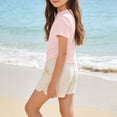 thumbnail image 4 of BFHHYA Girls Short Sleeve Shirts Ruched Side Crew Neck T-Shirts Solid Color Summer Basic Tops for Girls 1-11 Years, 4 of 6