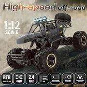 1:12 Rc Car,off Road Truck Remote Control Car Metal Shell 2.4G 4WD Dual Motors, with 2 Batteries Black