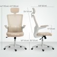 thumbnail image 3 of HOMCOM Chaise de Bureau Ergonomique, Chaise de Bureau avec Appuie-Tête Réglable, Beige, 3 of 10