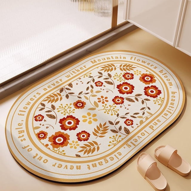 TIMIFIS Bathroom Rug, Home Decor Diatomite Floor Mat Household Bathroom Absorbent Door Mat Bathroom Diatomite Foot Mat Non Slip Floor Mat Absorbent Drying Mat
