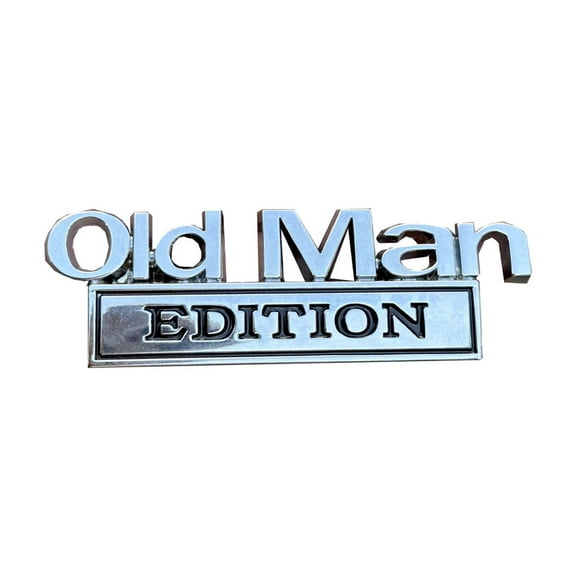 Old Man EDITION 3D Metal Car Badge - Silver & Black Body Sticker, Rear/Tailgate/Bumper Decal for Cars, Trucks & SUVs
