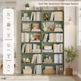 thumbnail image 4 of Homfa 6-Tier Tall Bookshelf Set of 2, 70.9-Inch Green Wooden Bookcases with Open Display Shelves, 4 of 11