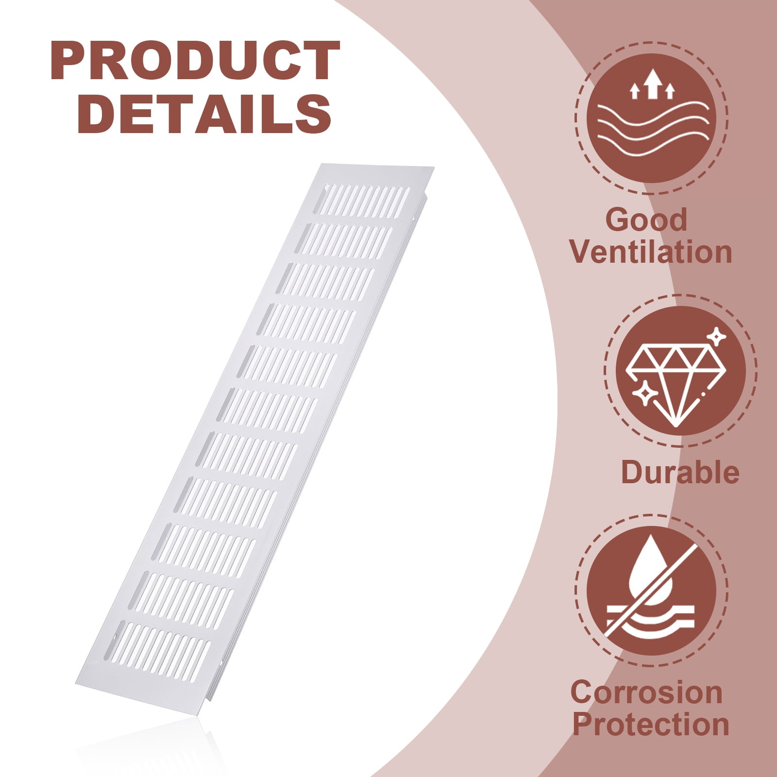 Uxcell 16 x 4" Rectangle Ventilation Grille 2Pcs Aluminum Air Vent Cover Silver