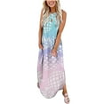 thumbnail image 2 of SMihono Robe Maxi Bohème d'Été pour Femmes Grande Taille Robe Longue Imprimée Sans Manches à Encolure Croisée devant Robe de Plage Évasée, 2 of 5