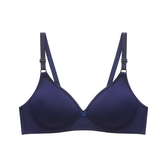JINMGG 2023 Bras for Women Plus Size Women's Bra Soild Wire Free Underwear One-Piece Bra Everyday Small Cup Underwear Blue L