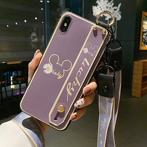 Funda con soporte de teléfono para Samsung galaxy S21 Ultra S20 FE S8 S9 S10 S20 plus NOTE 9 10 20, funda de TPU colgante con correa para la muñeca, 10x Fivean unisex