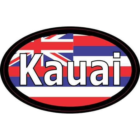 4in x 2.5in Oval Hawaii Flag Kauai Sticker Car Truck Vehicle Bumper