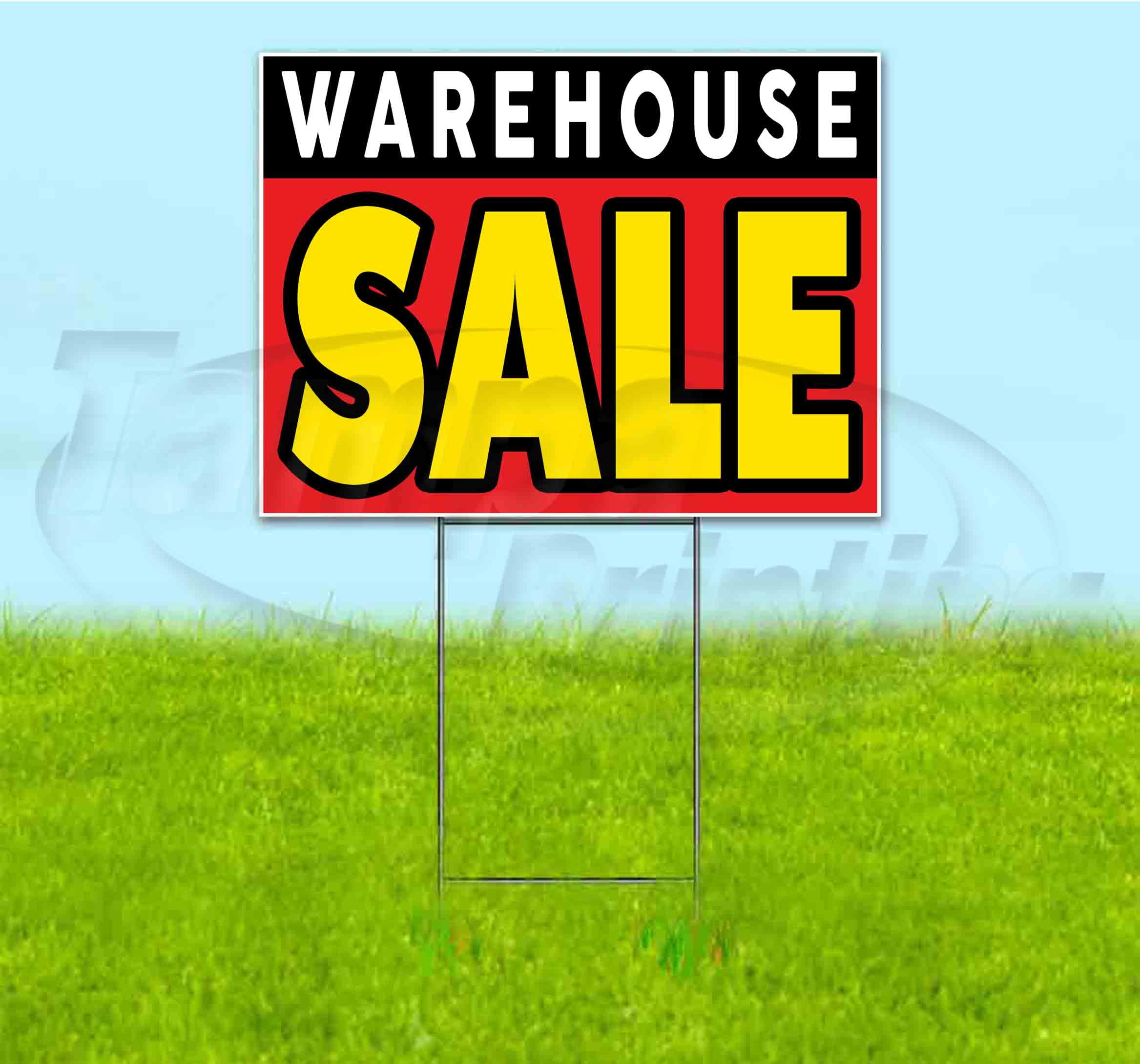 Warehouse Sale (18" x 24") Yard Sign, Includes Metal Step Stake