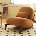 thumbnail image 5 of S-HOME Velvet Accent Chair with Solid Wood Legs, Comfy Armless Design Ideal for Living Room and Cozy Bedroom Decor，Caramel, 5 of 15