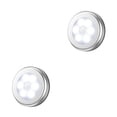 thumbnail image 4 of Wosthever 6 LEDs Sensor PIR Luz Armario Armario Dormitorio Lámpara de noche LED Gabinete Luz de noche para armario Escaleras Cocina Concha redonda plateada luz blanca. 2Conjunto, 4 of 6