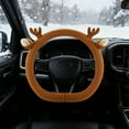 thumbnail image 4 of Uxgjfwu Winter Fleece Steering Wheel Cover, D-Shaped Soft Deer Design Car Interior Accessory, Non-Slip Warm Grip Sleeve for Easy Installation and Comfort, Universal Fit, 4 of 6