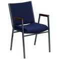 thumbnail image 1 of Flash Furniture XU-60154-NVY-GG Stacking Chair w/ Navy Blue Patterned Polyester Back & Seat - Steel Frame, Silver Vein, 1 of 1
