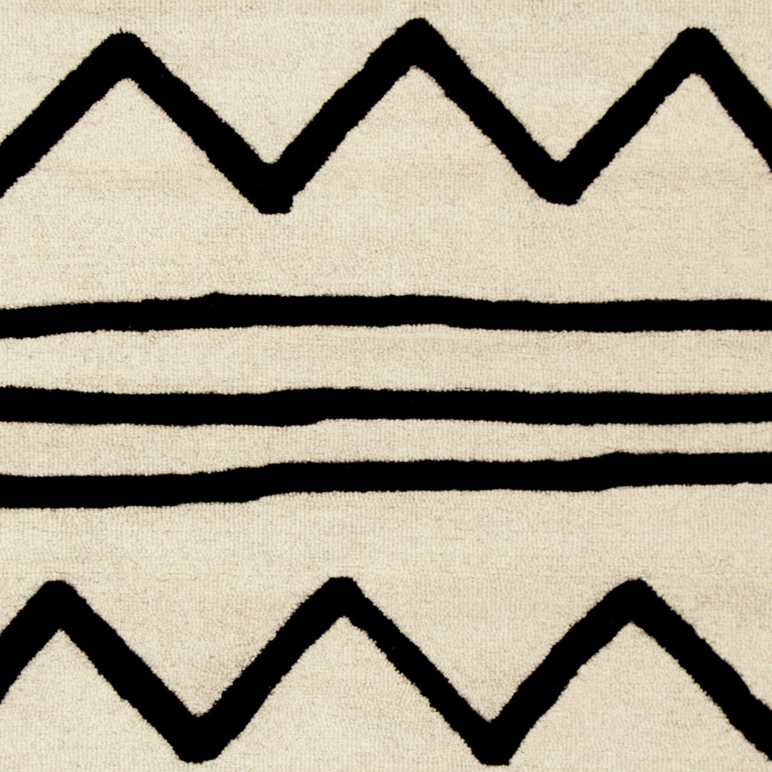 SAFAVIEH Kids Zigzag Striped Wool Area Rug, Ivory/Black, 6' x 9'