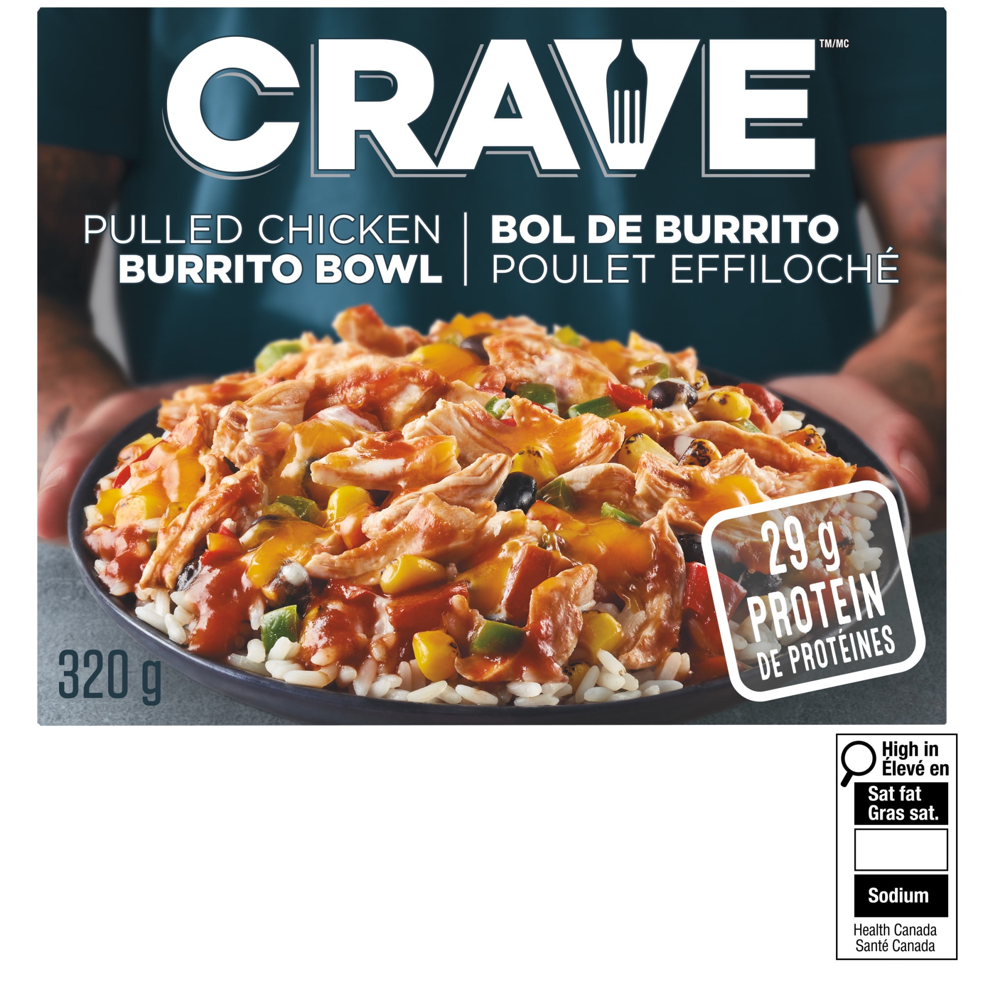 Crave Pulled Chicken Burrito Bowl Frozen Meal, 320g