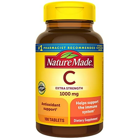 Nature Made Extra Strength Vitamin C 1000 mg, Dietary Supplement for Immune Support, 100 Tablets, 100 Day Supply