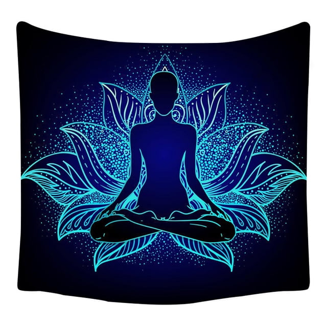 Tapestry Lotus Yoga para pared de meditación, 150 x 150 cm, microtela