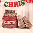 thumbnail image 3 of 4 10 rollos de cinta navideña de arpillera rústica con dibujos animados de alce y copo de nieve impreso para manualidades Diy, envoltura de regalos, decoración de árbol, 3 of 5