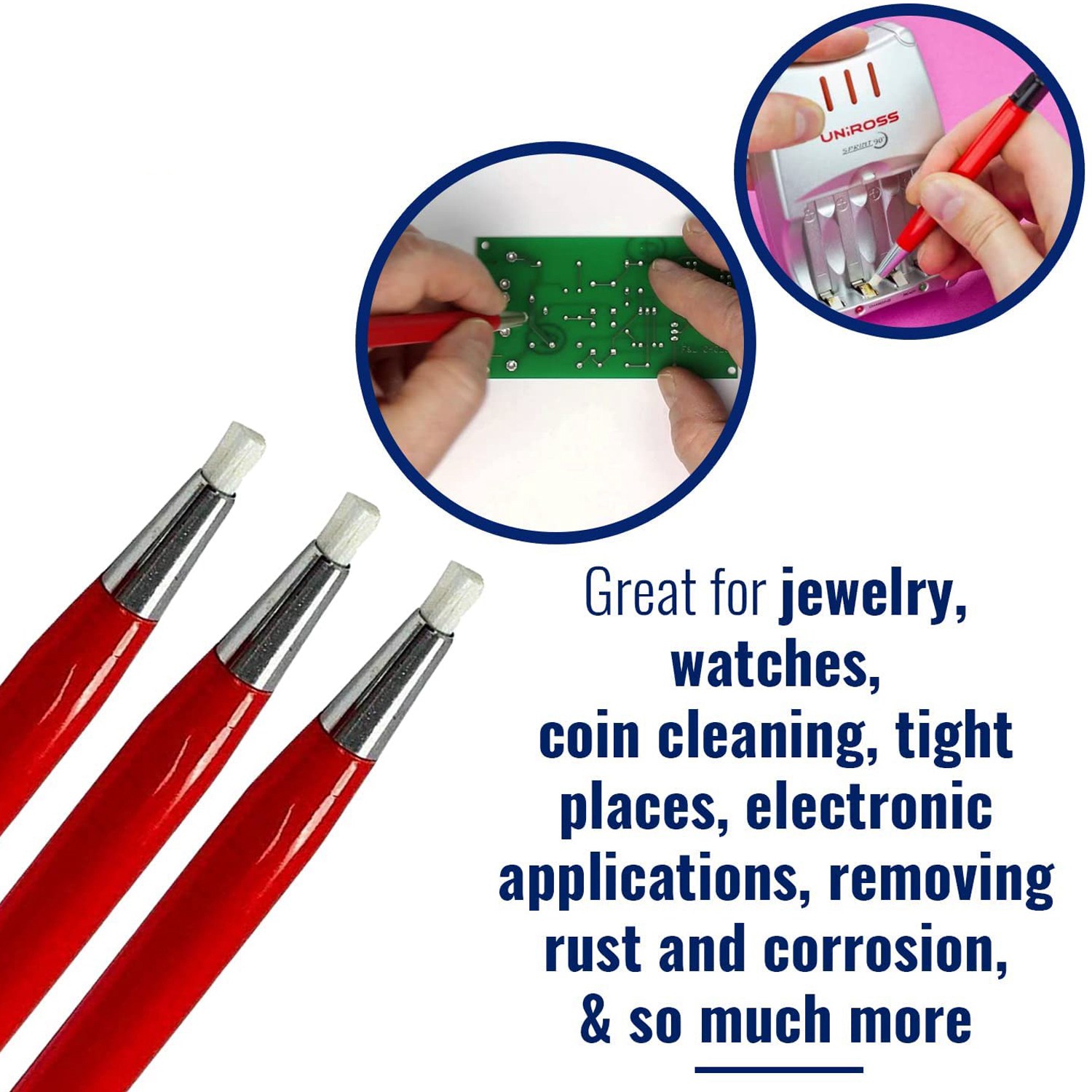Lot De 4 Stylos Pinceaux à Gratter - Outils De Nettoyage Pour Bijoux, Montres, Circuits Électroniques | Fibre De Verre, Laiton, Acier, Nylon