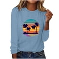 thumbnail image 4 of EQWLJWE Chemises à Manches Longues pour Femmes Mode Été T-Shirt Décontracté à Manches Longues Imprimé Col Rond Vêtements d'Automne pour Femmes, 4 of 6