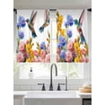 thumbnail image 2 of Hummingbirds Sheer Curtains 45 Inch Length 2 Panels Set Window Treatments, Spring Summer Watercolor Flowers Plant Rod Pocket Semi Curtains for Living Room/Bedroom/Kitchen Décor, 104"W x 45"L, 2 of 7