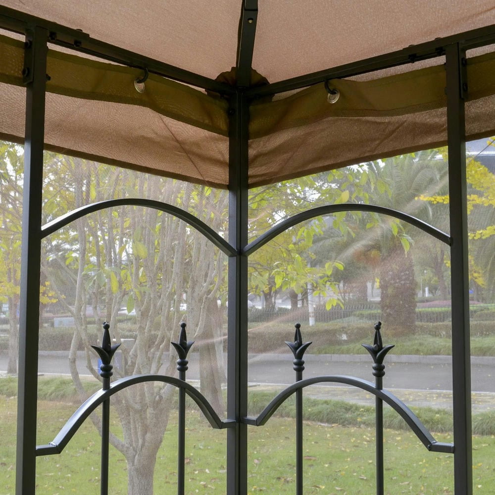 Resenkos Outdoor Garden Gazebo, Sunshade Gazebo Canopy,10' x 10' Double Roof Outdoor Gazebo Canopy Shelter with Netting, Cream White