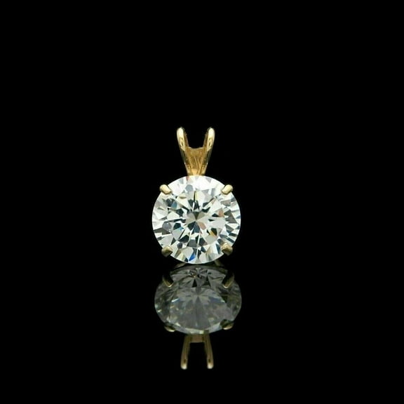 1CT Round Cut White Diamond Fancy Women's Pendant 14K Yellow Gold Plated