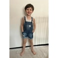 thumbnail image 3 of Kidscool Space Baby & Little Boys Big Bib Pocket Stripe Cuffed Bottom Denim Shortalls,Blue,2-3 Years, 3 of 8