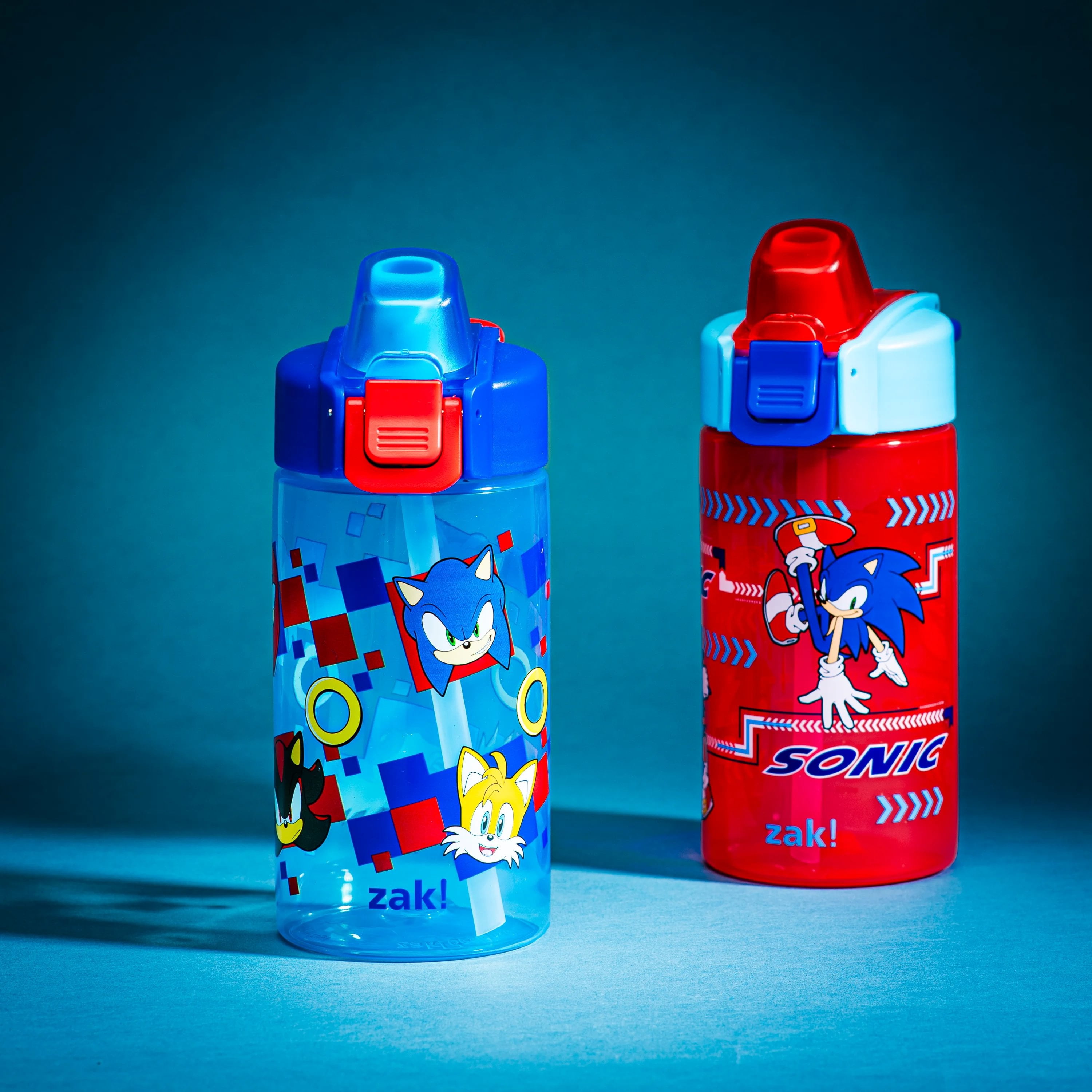 Zak Designs 16oz Sonic Jubilation Durable Plastic Water Bottle, 2pk.