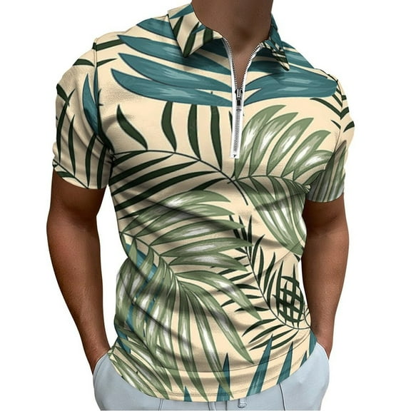 Vintage Hawaiian Aloha Graphic Men Zipper T-shirt Summer Casual Short Sleeve T-shirt Top