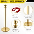 thumbnail image 3 of Gold Stanchion Posts Set – Stainless Steel Crowd Control Barrier Kit with Weighted Base, 37.5" Tall, 5ft Crimson Soft Ropes – Ideal for Event Queue Management, VIP Parties, Hotels, Banks, 3 of 8