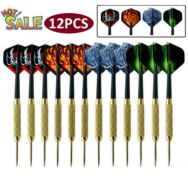 12PCS/Set Steel Tip Darts, Tungsten Barrel+Flight+Shafts Professional