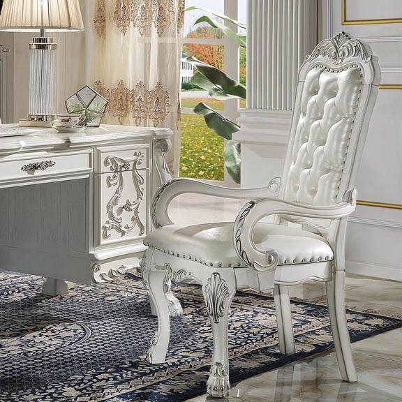 ACME Dresden Executive Office Chair in Synthetic Leather & Bone White