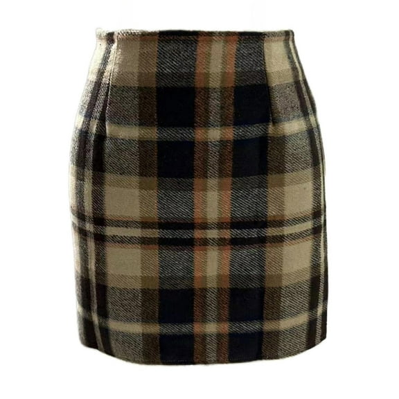 JGGSPWM Womens High Waist Plaid Skirt Fashionable Casual Bodycon Pencil Woolen Mini Skirts Multicolor XXL