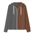 thumbnail image 6 of SMihono Mens Plush Tunic Drawstring Hoodie Sweatshirt Drop Shoulder Long Sleeve Vintage Contrast Color Block Pullover Hooded Tees Casual Outwear Comfy Party Dressy Kangaroo Pockets Tops Brown 16, 6 of 6