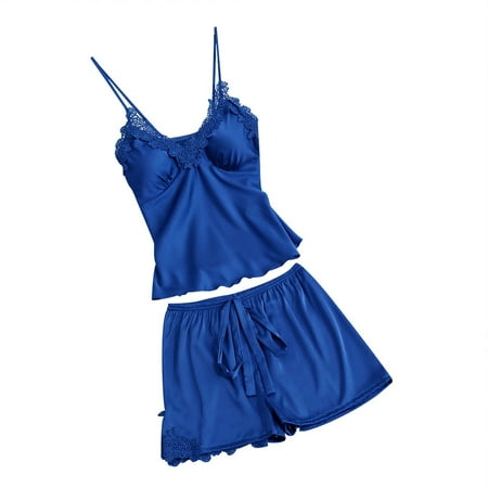 

Zuwimk Lingerie For Women Women Lingerie Lace Chemise Nightgown Satin Nightwear Silk Slip Dress Negligee Nightie Pajamas Navy XXL
