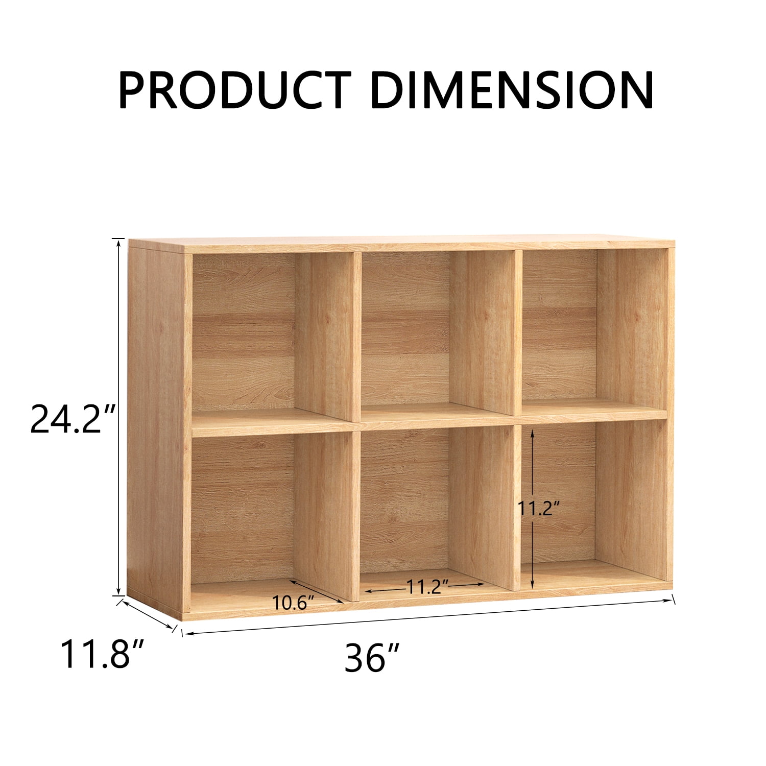 NEWADARA Wooden 6 Cube Storage Organizer with Closed Back Panel,Oak Cube Shelf Heavy Duty Cubby Storage Organizer with Compartments for Living,Display Shelf,Shelf,Bookshelf,Oak for Adults