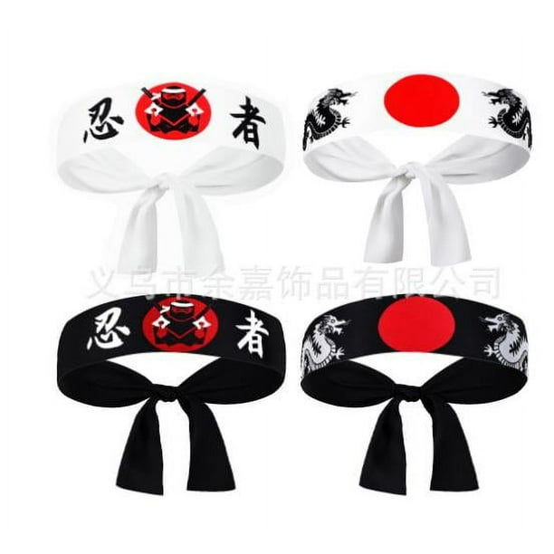 KAKOWELY 6 diademas japonesas de samurái, de guerrero ninja, bandana de chef de sushi para karate, deportes, cocina, accesorios de disfraz.