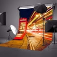 thumbnail image 2 of ABPHOTO Polyester 5x7ft London Night Streets View Photo Background Red Phone Booth Backdrop Photography Studio Backdrop Props Wall, 2 of 5