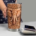 thumbnail image 2 of Elephant Tumbler 20oz Elephants Wood Drawing Stainless Steel Insulated Tumblers Coffee Travel Mug Cup Gifts for Women Men Elephant Gift for Birthday Christmas, 2 of 6