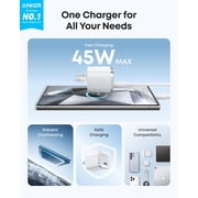 Anker Nano Charger, 45W Fast Charging, Compact and Foldable Plug USB C Charger Block Compatible for iPhone 17 Series, MacBook, Pixel 9, iPad, Samsung Galaxy S25 Ultra Series (6 ft Cable Included)