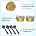 thumbnail image 4 of Uxcell 50pcs Round Cupcake Liners Set 5oz Aluminum Foil Baking Cups with Lids forks for Freezer Oven, Golden, 4 of 6