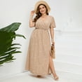 thumbnail image 3 of Women Plus Size Wrap Maxi Dress Short Flutter Sleeves Empire Waist Split A Line Boho Casual Dress, 3 of 5