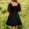 thumbnail image 6 of IUYRTFE Women's Flutter Sleeve Embroidered Mini Dress V Neck Tiered Ruffle Summer Casual A Line Dress, 6 of 6