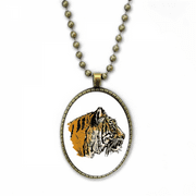 Tiger Head Close-up King Animal Necklace Vintage Chain Bead Pendant Jewelry Collection
