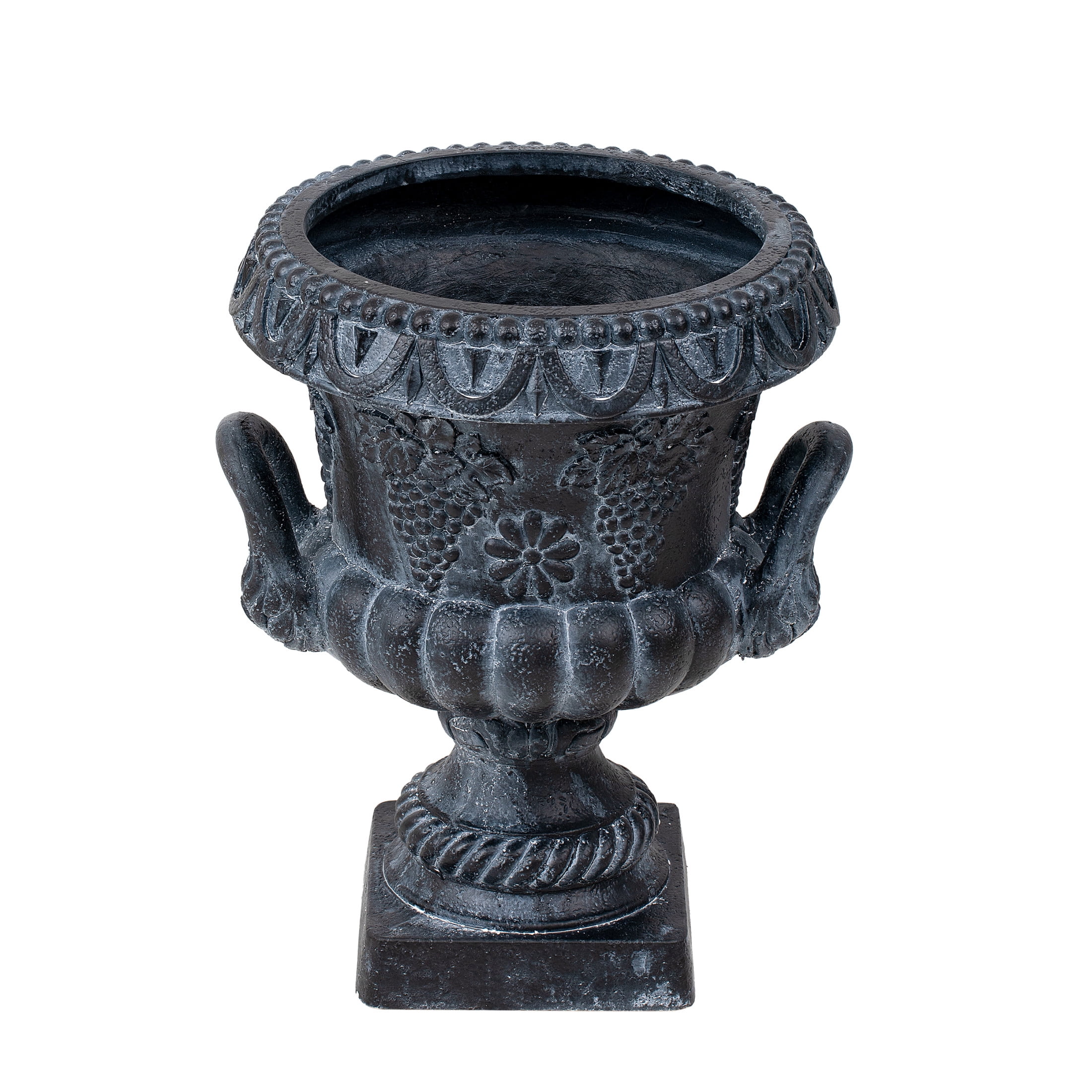 Christopher Knight Home MGO Grape Relief Urn Planter with Elephant-Head Handles, Antique Black