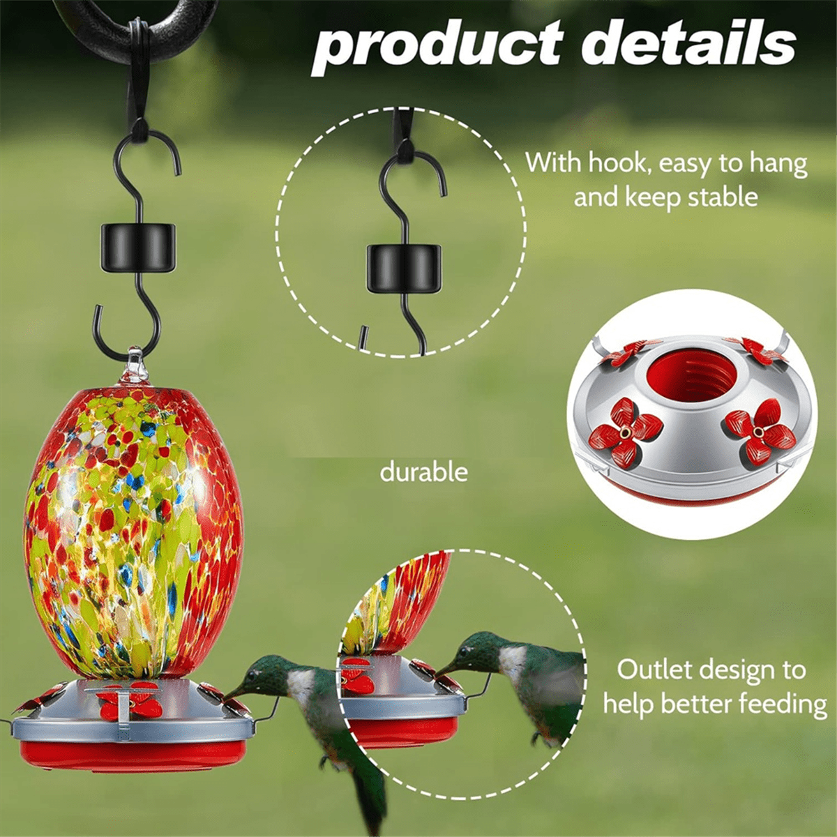 Hummingbird Feeder Bottom Base Replacement Parts Set Plastic Outdoors Hummingbird Feeder Bottom Moat Hook Brushes,1Set x Hummingbird Feeder Bottom Base Replacement Parts