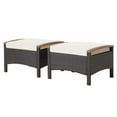 thumbnail image 2 of Costway Set of 2 Patio Rattan Ottoman Footrest Cushions Wooden Handle Off White, 2 of 8